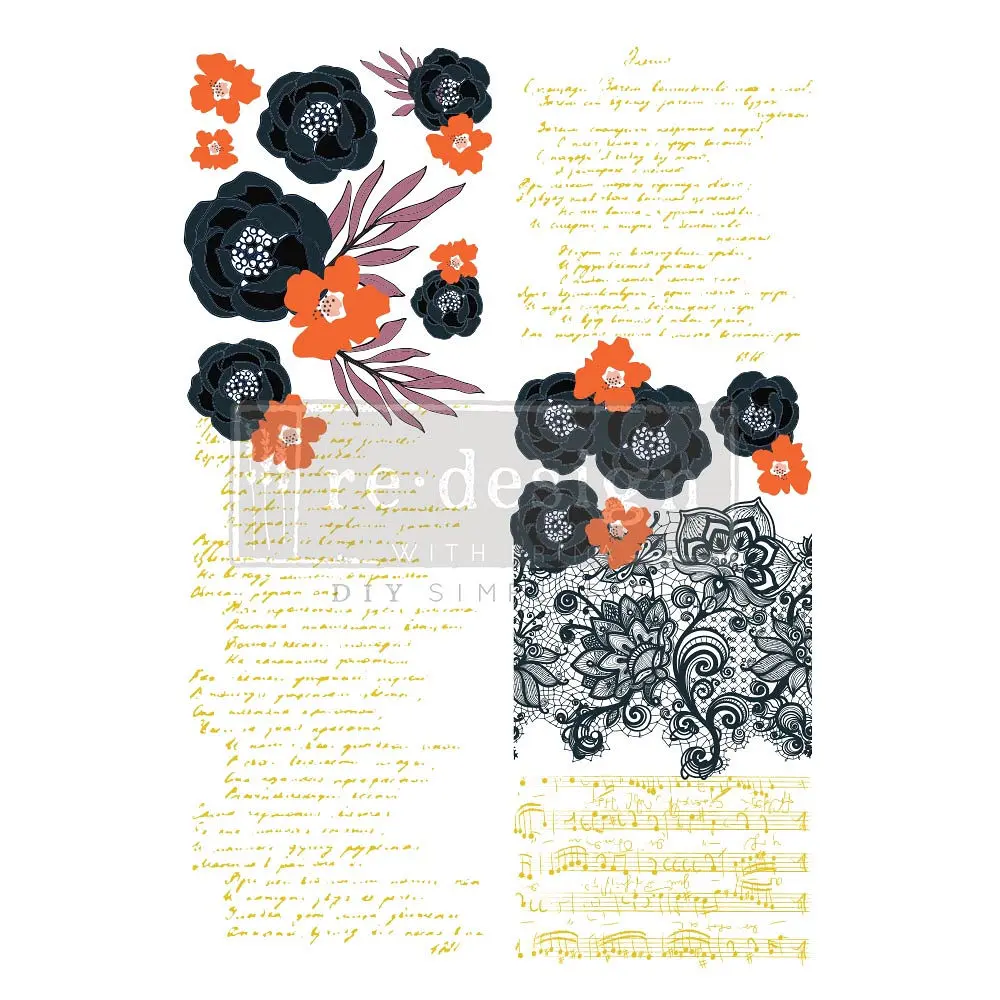 Redesign transfert décoratif - Fleur Noir