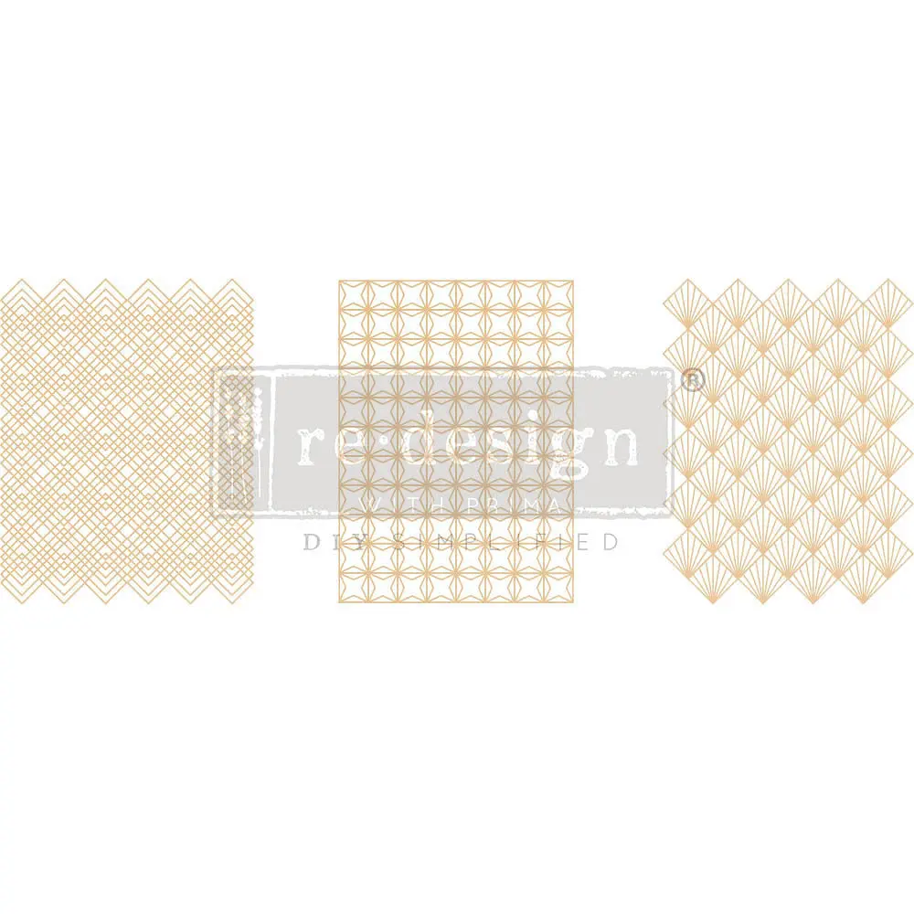 Medium A4 decor transfer - Golden Art Deco