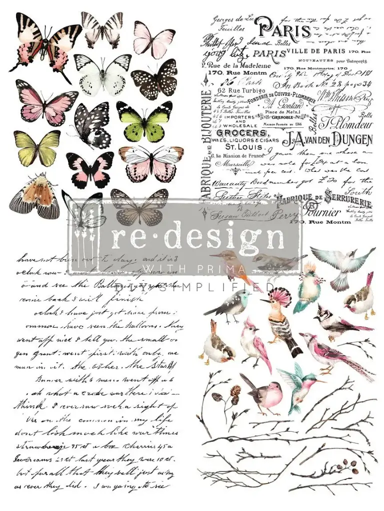 Large decor transfer - Parisian Butterflies