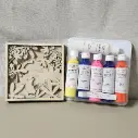 Pack créatif : cadre dinosaure en bois à peindre + peinture Fusion Kids peps 