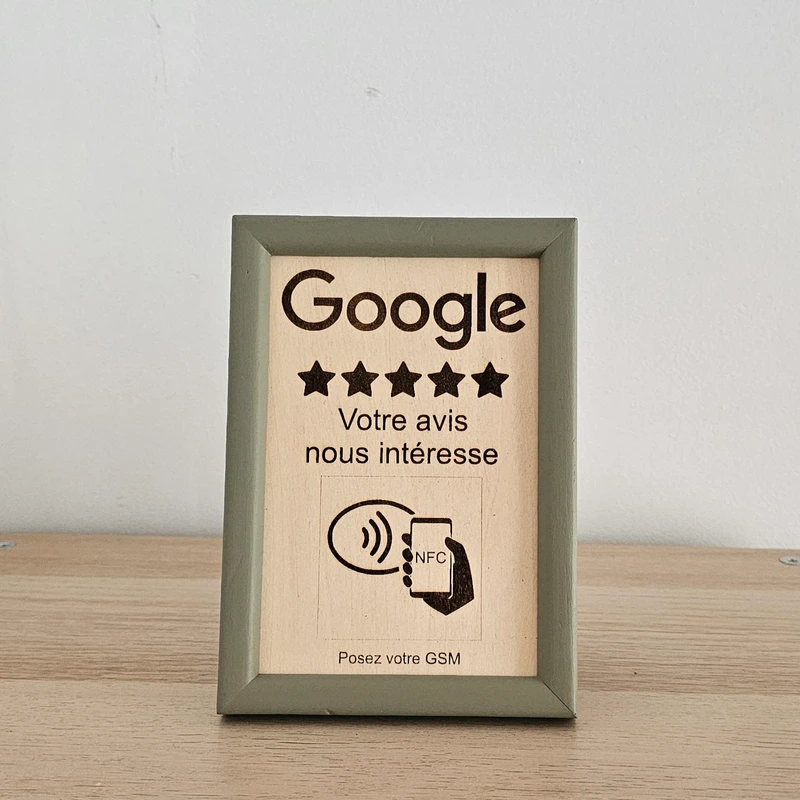 Cadre en bois petit avec puce NFC "Google"