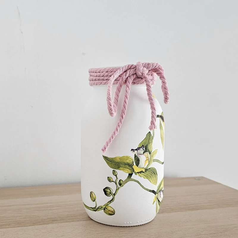 Jarre en verre décorée "orchidées"