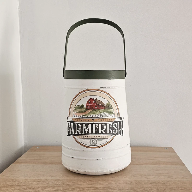 Pot en métal décoré "farm" Upcyclé 