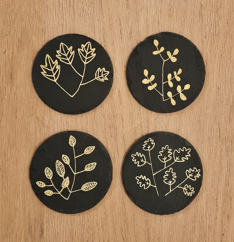 Sous-verres en ardoise décorés "or"