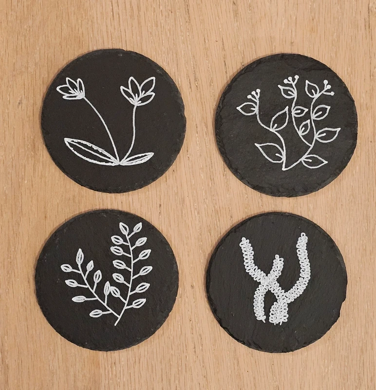 Sous-verres en ardoise décorés "argent"