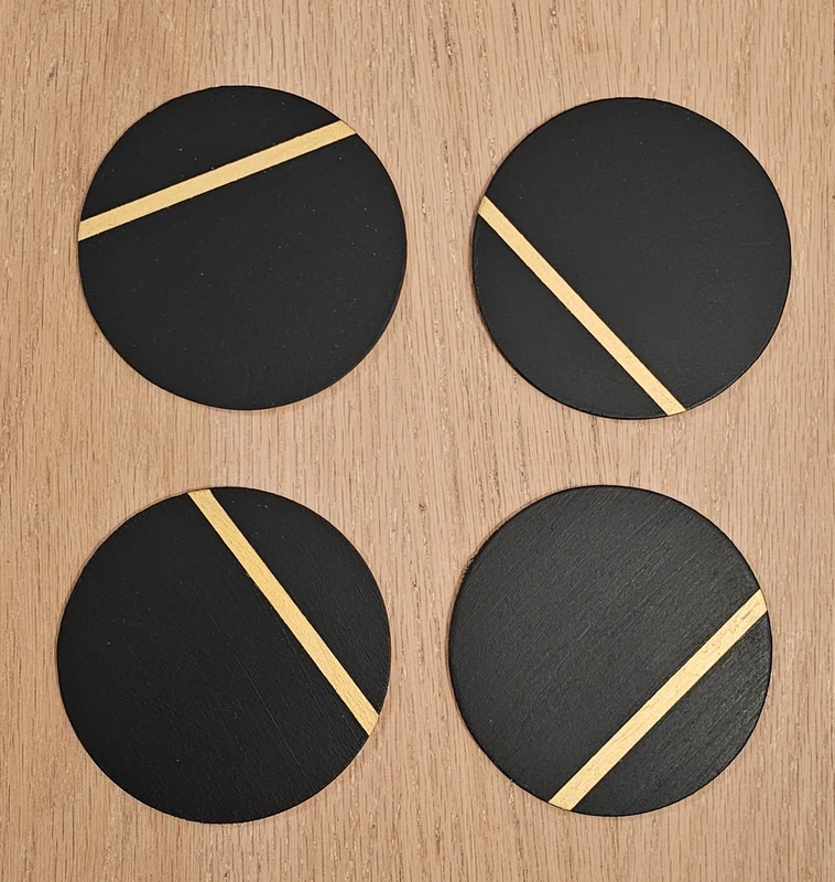 Sous-verres décorés "noir et or"