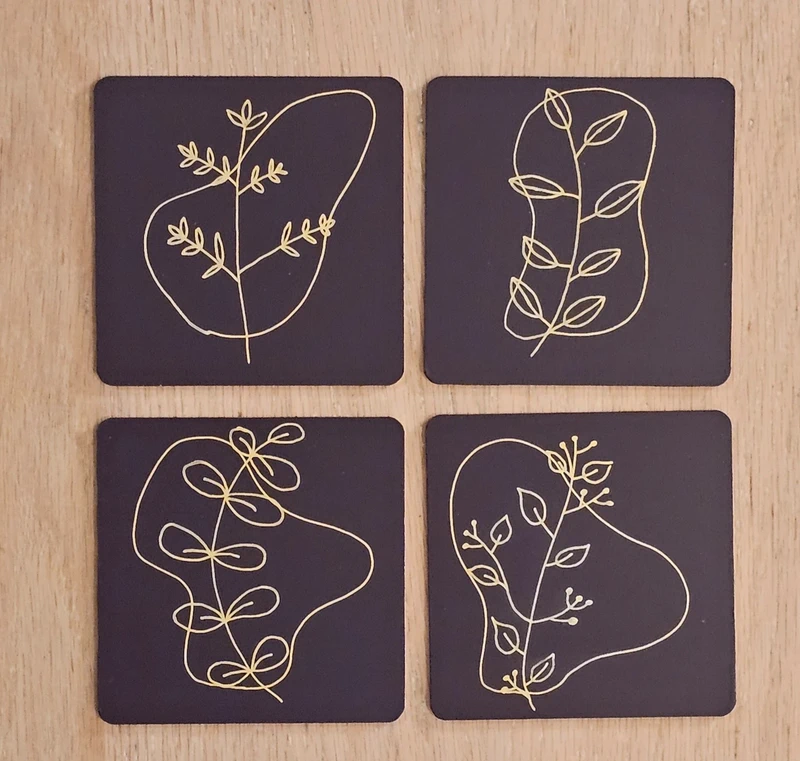 Sous-verres décorés "Velvet doré"