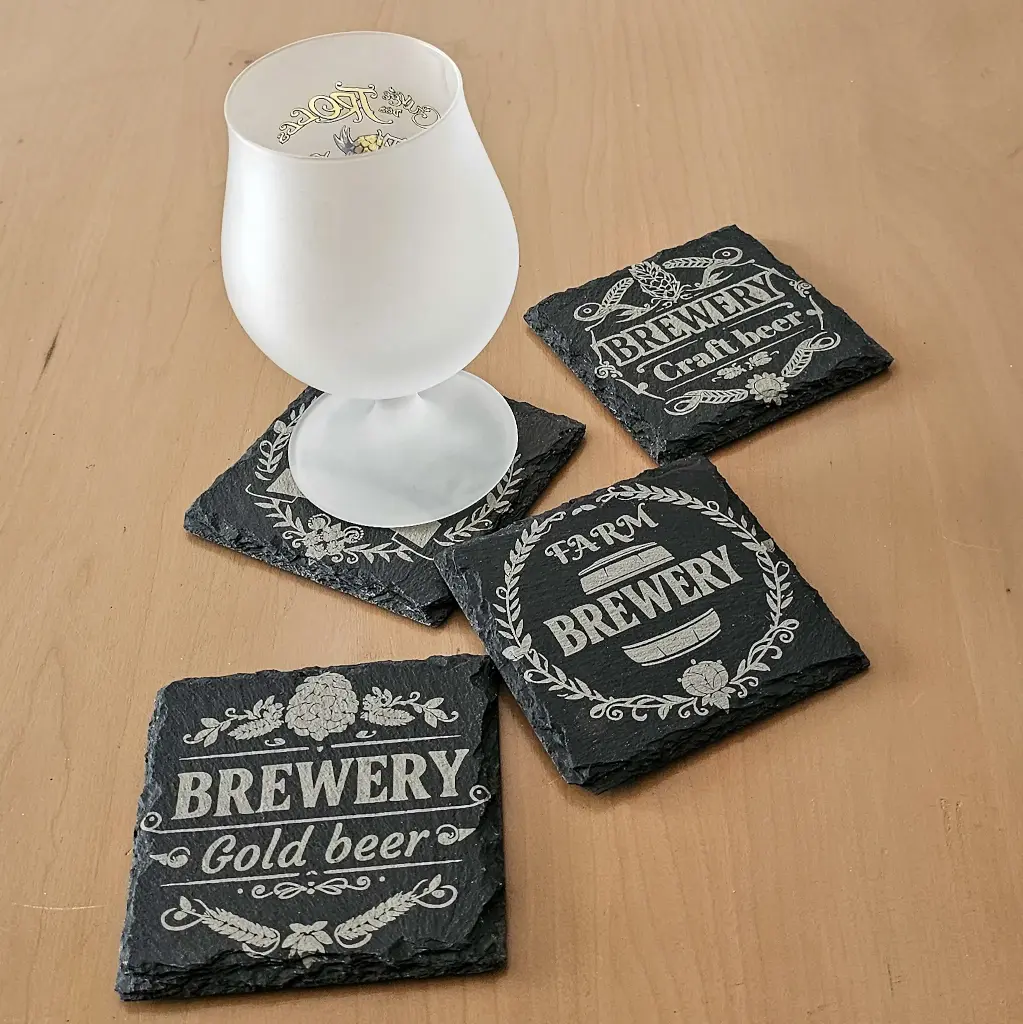 Sous-verres en ardoise décorés Brewery