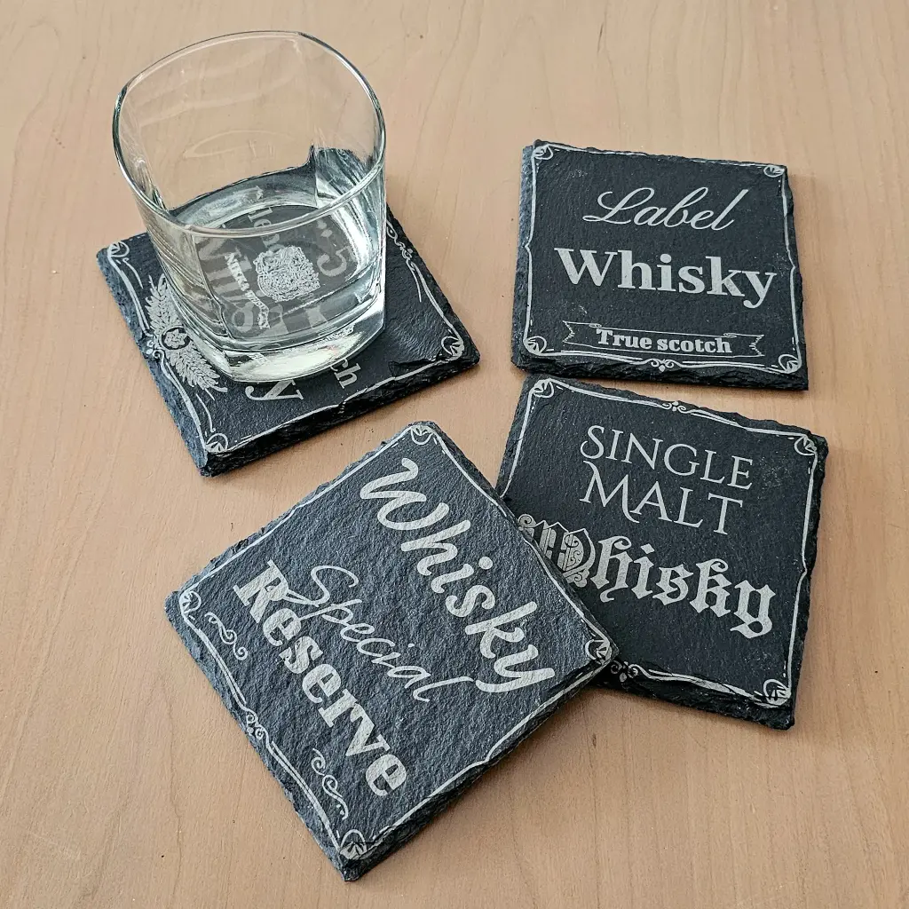 Sous-verres en ardoise décorés Whisky