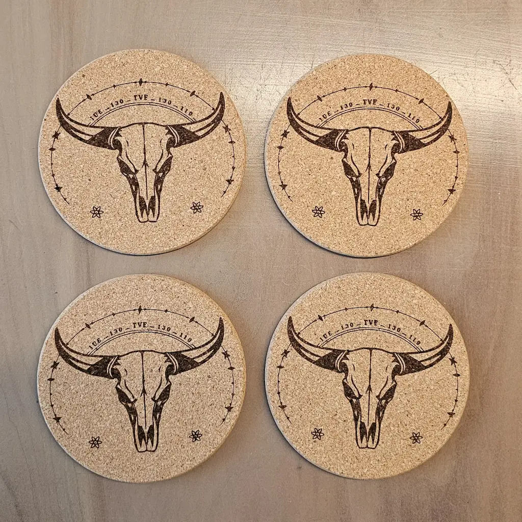 Sous-verres en liège crâne buffle