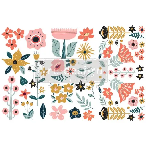 Small decor transfer - Doodle Flowers 