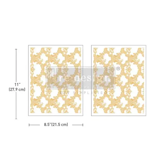 Medium A4 decor transfer - Golden Lacework