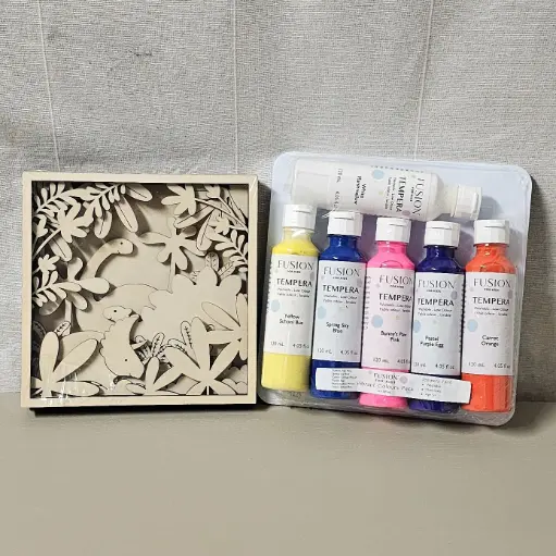Pack créatif : cadre dinosaure en bois à peindre + peinture Fusion Kids peps 