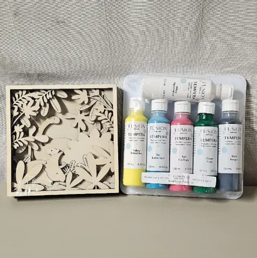 Pack créatif : cadre dinosaure en bois à peindre + peinture Fusion Kids basic