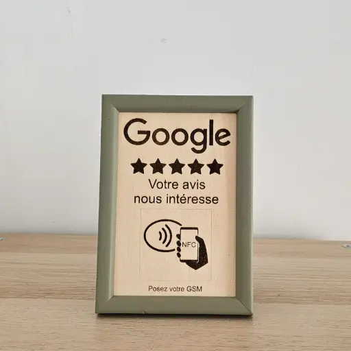 Cadre en bois petit avec puce NFC "Google"
