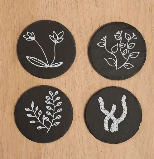 Sous-verres en ardoise décorés "argent"