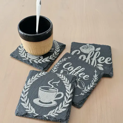 Sous-verres en ardoise décorés Coffee