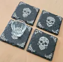 Sous-verres en ardoise décorés Calaveras